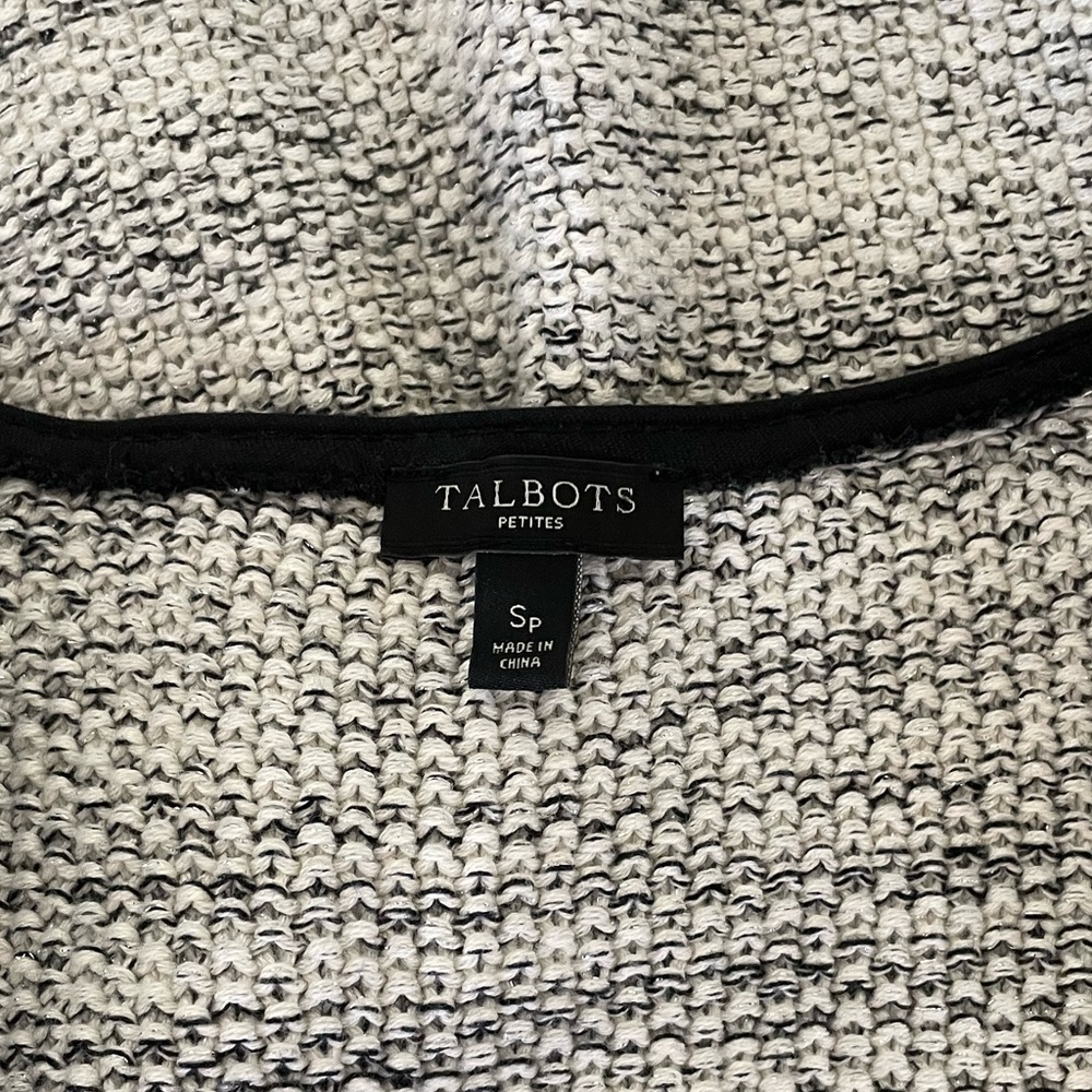 Talbot Colorblock Knit Zipper Cardigan Jacket black and white metallic Size SP - Picture 2 of 10